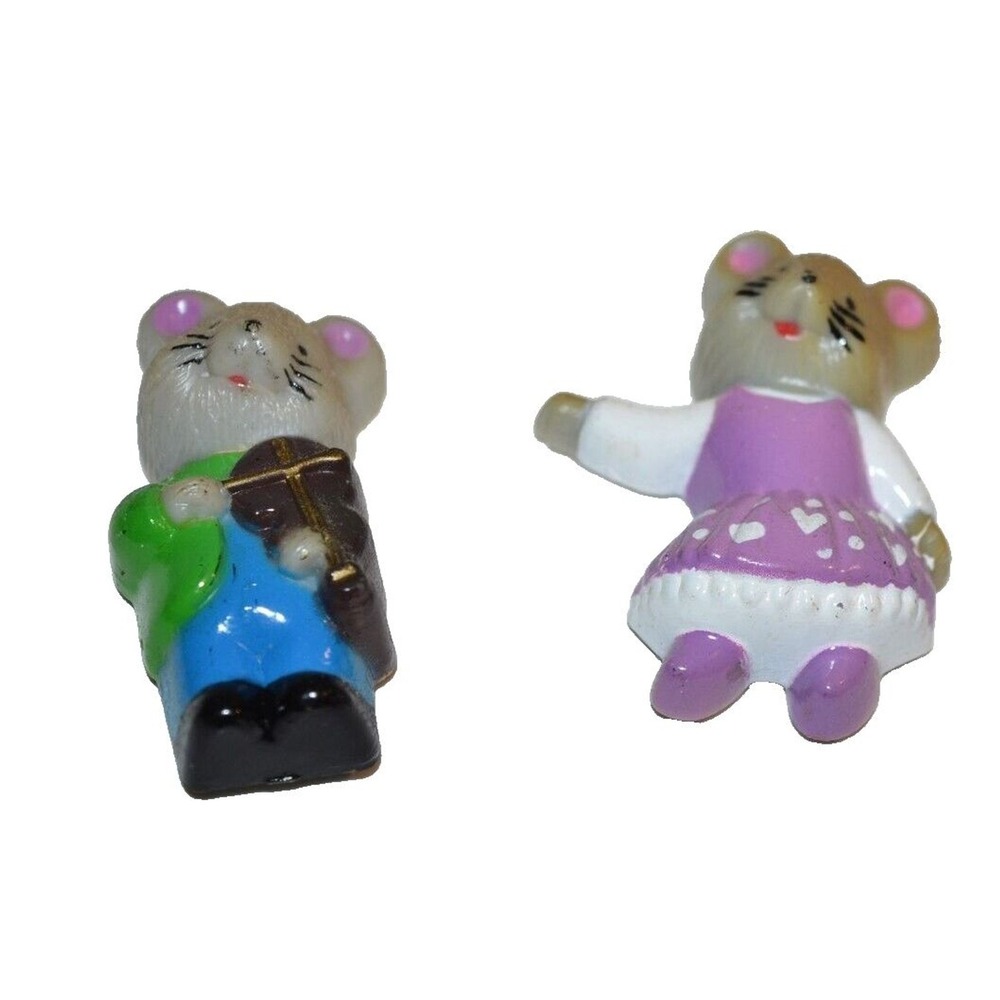 Vtg Fridge Magnets 2 pc Mice Mouse Farmhouse Fiddle Square Dance Plastic retro
